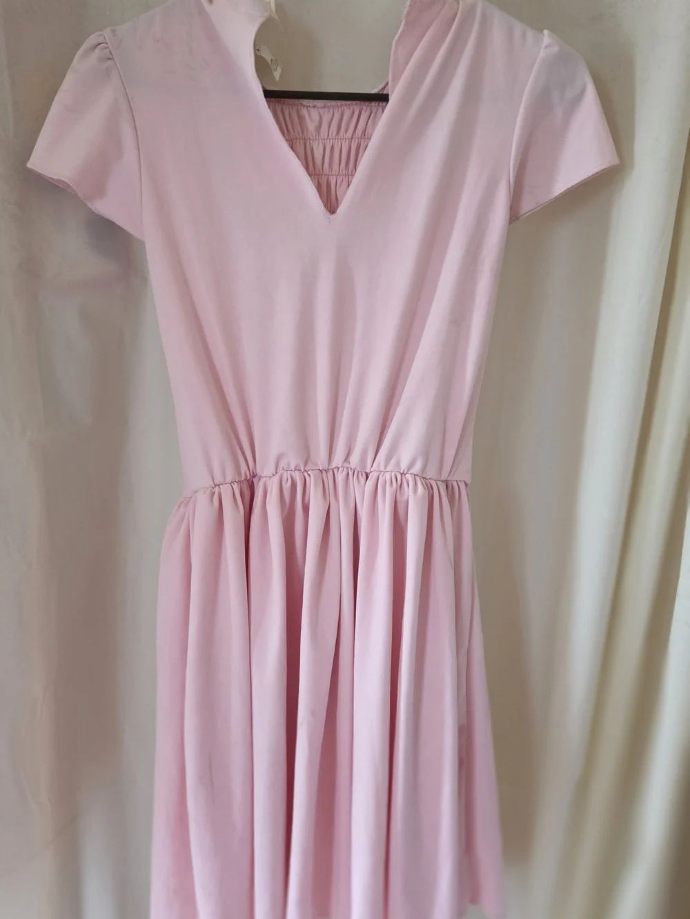 Costume Light Pink Smocked Casual Dress with Flutter Sleeves